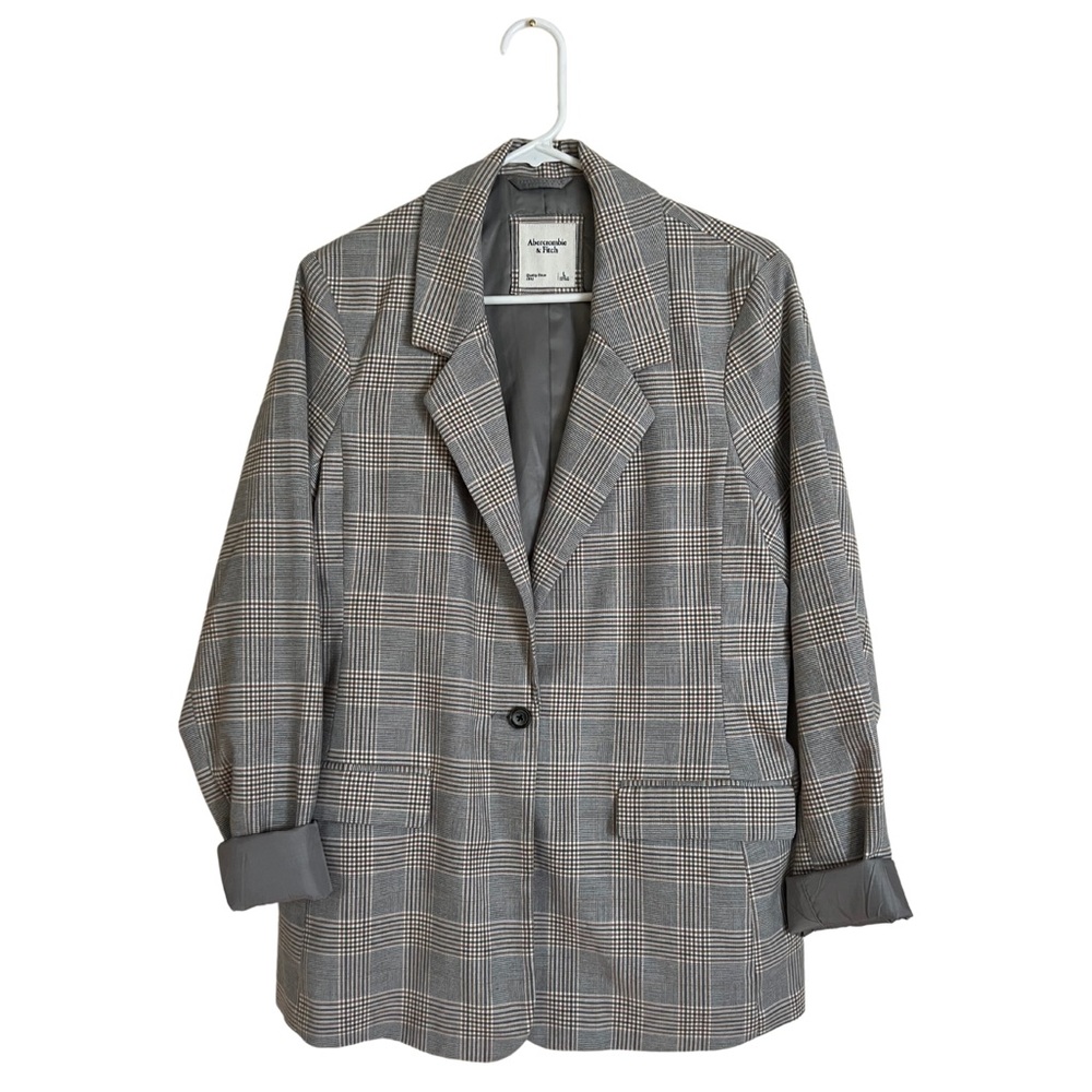 Abercrombie & Fitch Gray Plaid Blazer